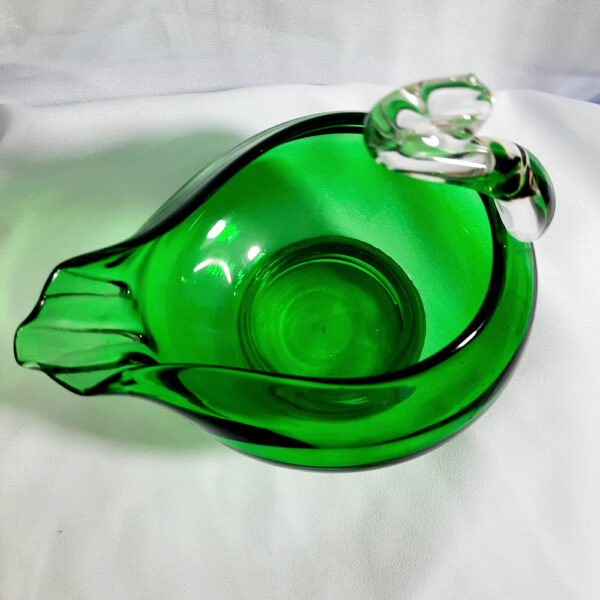 art glass deep green swan ag736