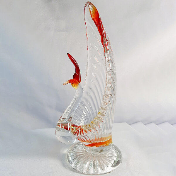 art glass red and orange peacocks ag212(1)