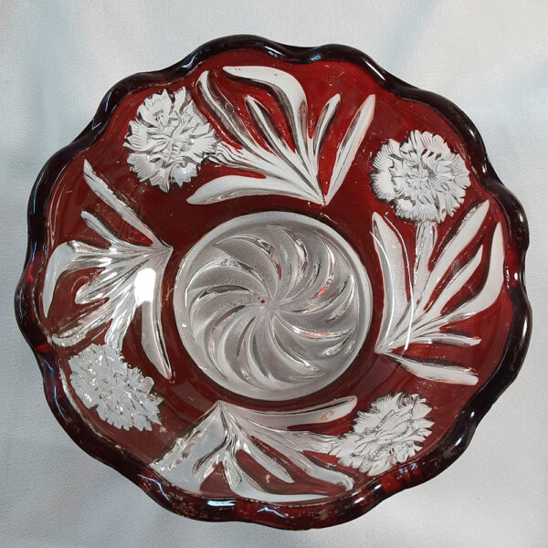 artglass ruby flashed glass bowl ag1055(1)