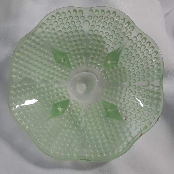 Green Depression Glass Small Bubble Bowl Frosted