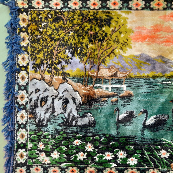 Vintage Ibis Wall Hanging left side with swans