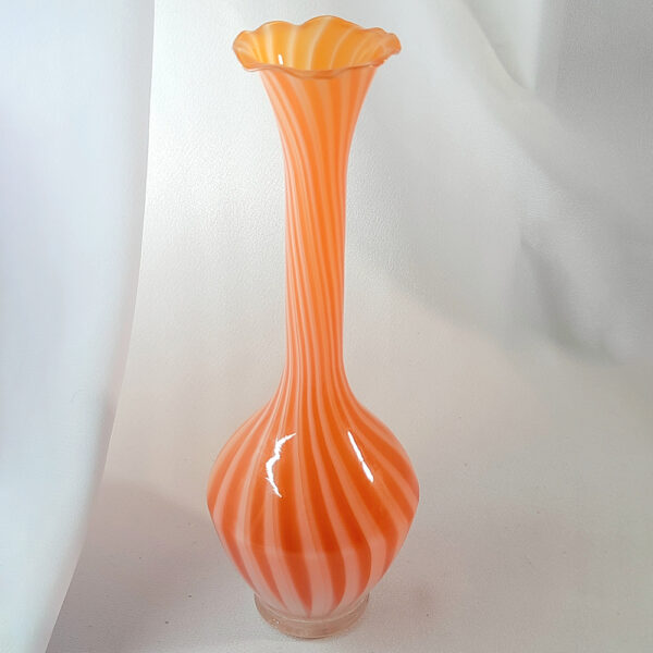 Orange and white Swirl Vase Rear View