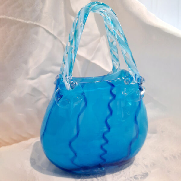 Pale Blue Art Glass Handbag Vase