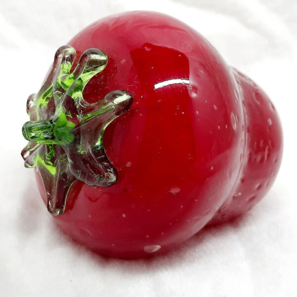 murano style art glass strawberry ornament