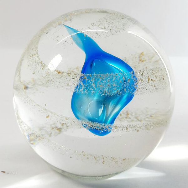 teal and pale gold paperweight