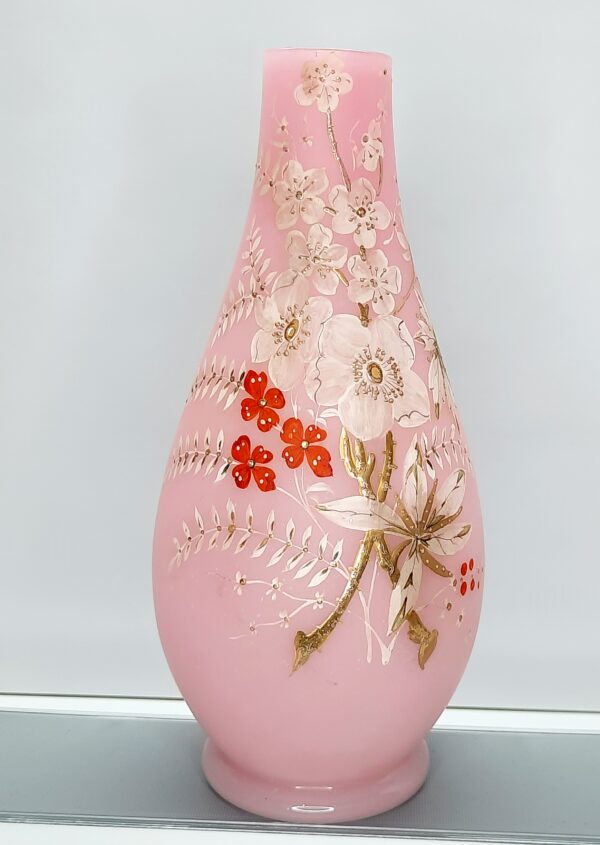 pale pink victorian enamelled vase