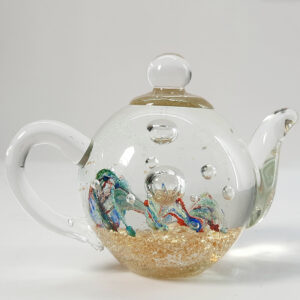 small artglass teapot paperweight