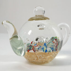 small artglass teapot paperweight