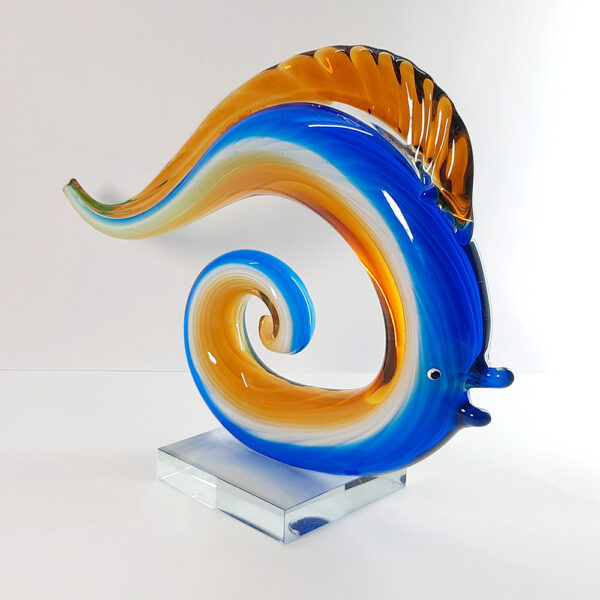 large modern abstract fish sculpture