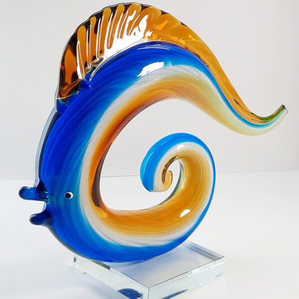 large modern abstract fish sculpture