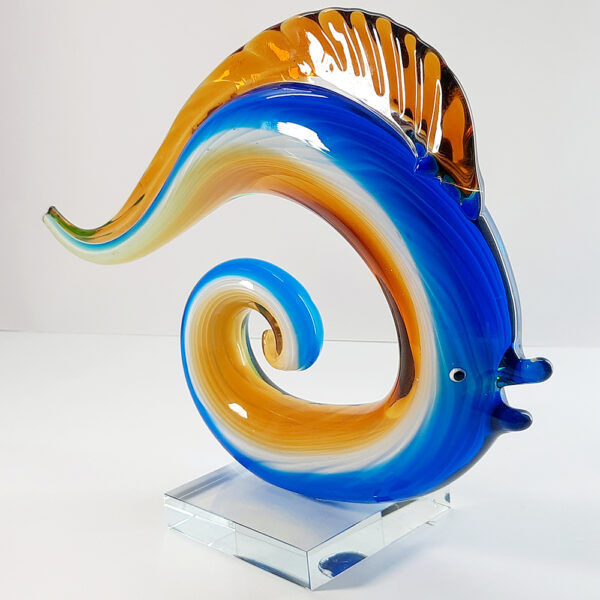 large modern abstract fish sculpture