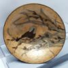 large vintage enameled bird design pedestal bowl