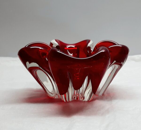 m.c.m murano glass red bowl