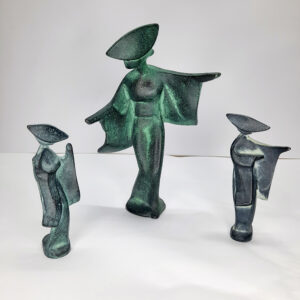 cast iron dancing geisha ladies set of 3