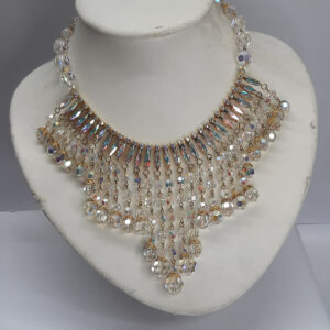 bohemian bib style crystal necklace and earrings