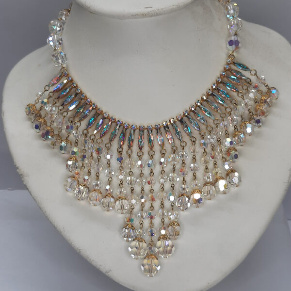 bohemian bib style crystal necklace and earrings