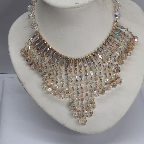 bohemian bib style crystal necklace and earrings