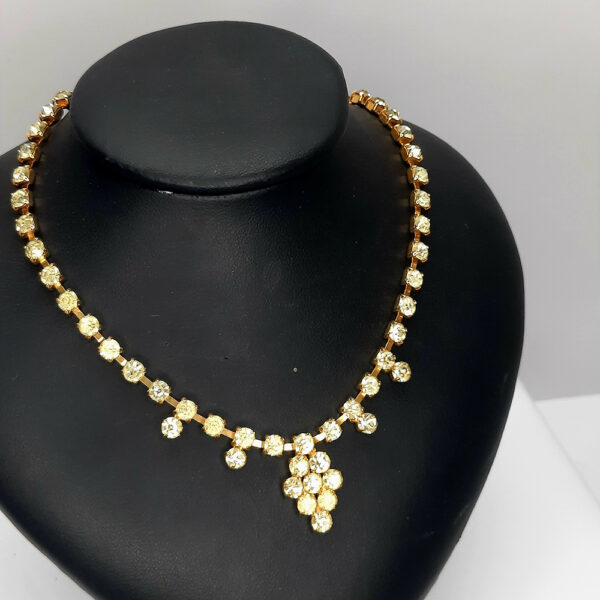 vintage citron crystal gold tone necklace / earring set