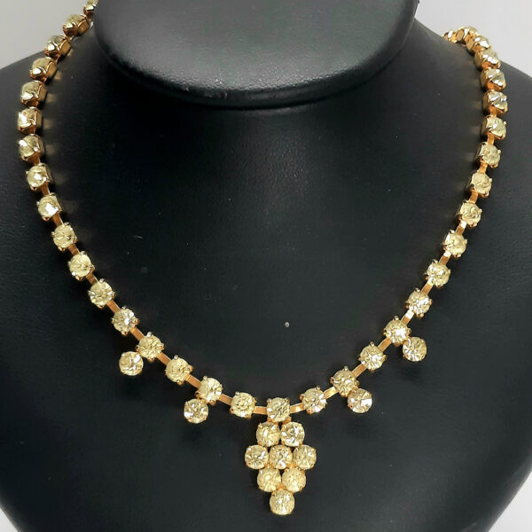 vintage citron crystal gold tone necklace / earring set