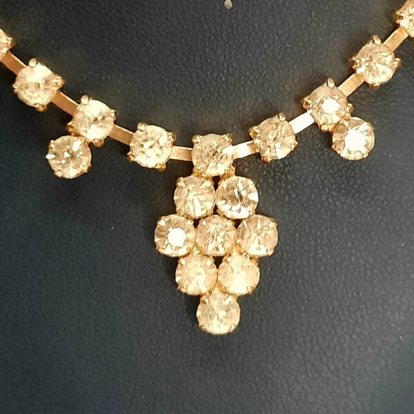 vintage citron crystal gold tone necklace / earring set
