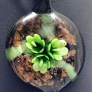 murano style glass pendant with green foliage