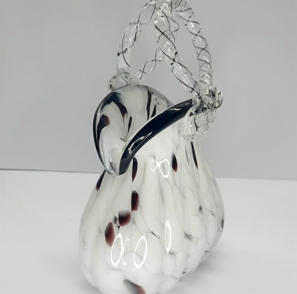 black and white art glass handbag vase