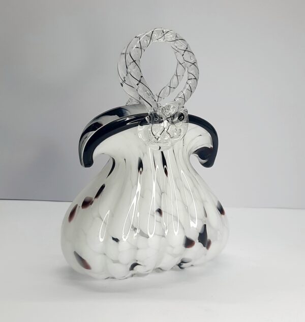black and white art glass handbag vase