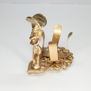 vintage cupid gold tone nail polish holder