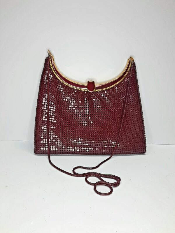 deep burgundy mesh handbag