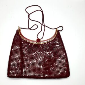 deep burgundy mesh handbag