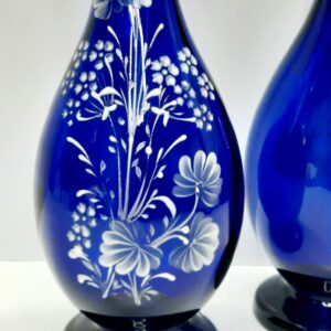 victorian cobalt blue enameled vases