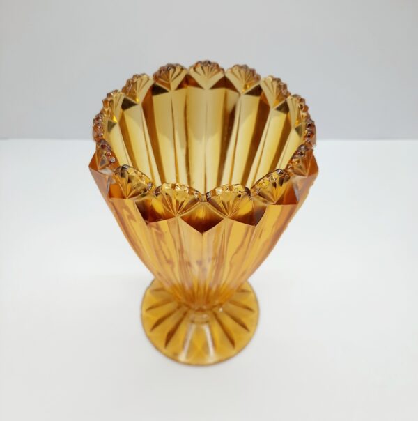 large amber acc glass co fans vase