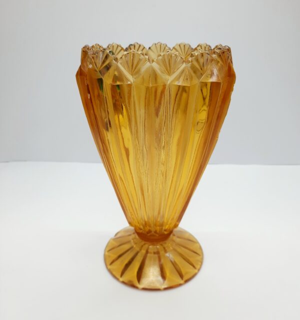 large amber acc glass co fans vase