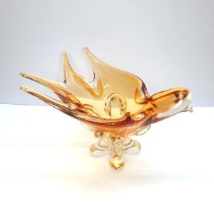 vintage murano/lorraine chalet style art glass bird bowl