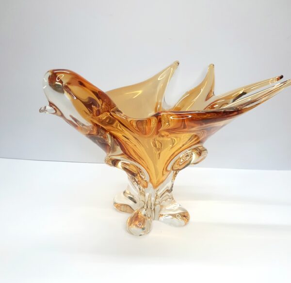 vintage murano/lorraine chalet style art glass bird bowl