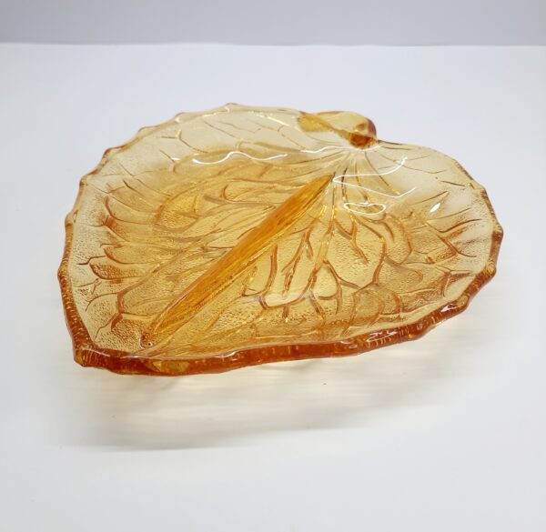 english bagley amber divided leaf plate