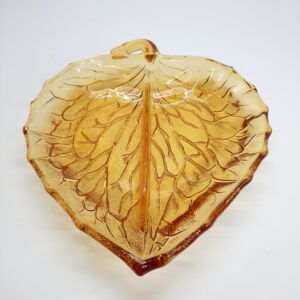 english bagley amber divided leaf plate