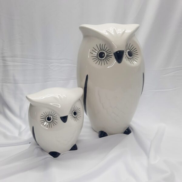 pair of white decor owls ornaments