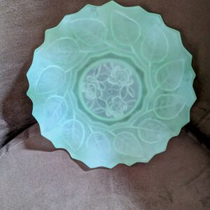 english bagley rose and leaf uranium plate
