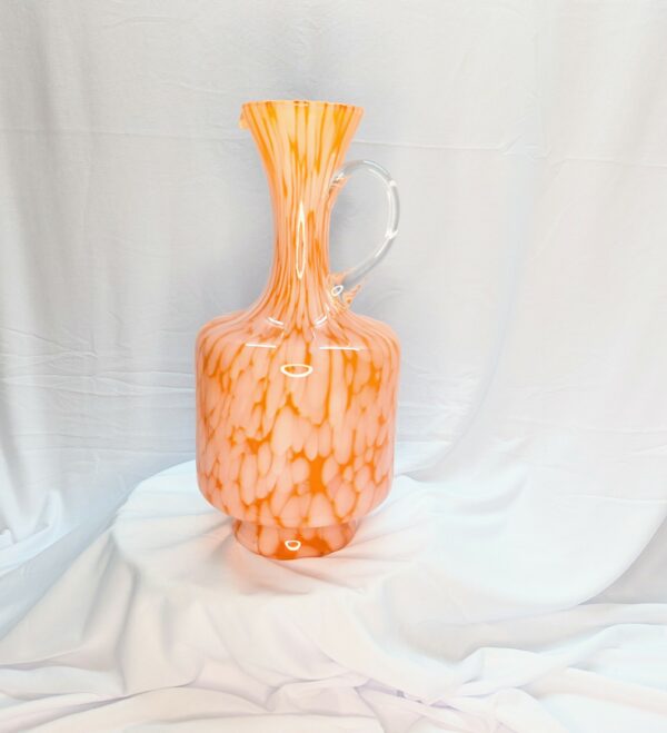 orange and white splatter empoli glass jug