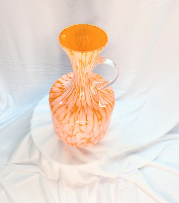 orange and white splatter empoli glass jug