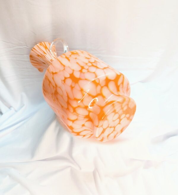 orange and white splatter empoli glass jug