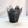 vintage murano pulled art glass black and gold sparkle vase