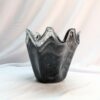 vintage murano pulled art glass black and gold sparkle vase