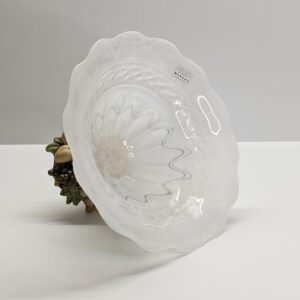 murano fruit pedestal white swirl bowl