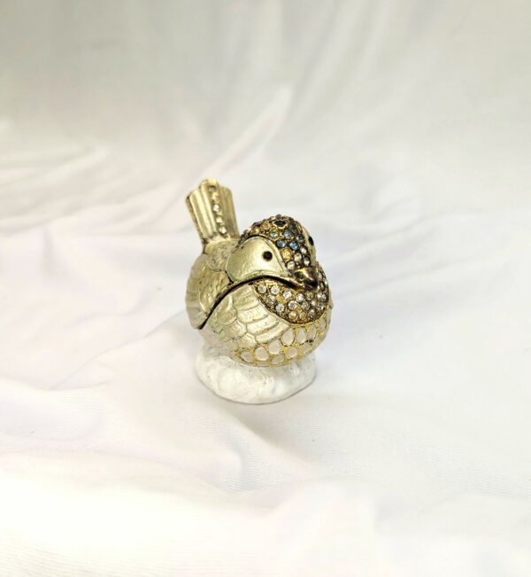 cream gold jeweled enamel bird trinket