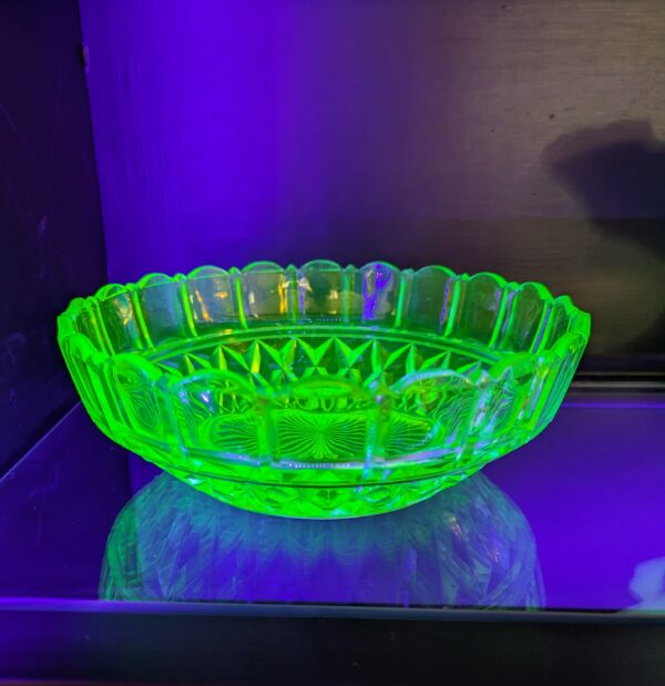 crown crystal pressed uranium glass bowl