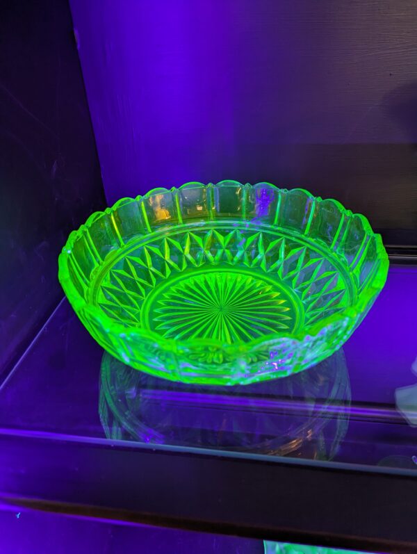 crown crystal pressed uranium glass bowl