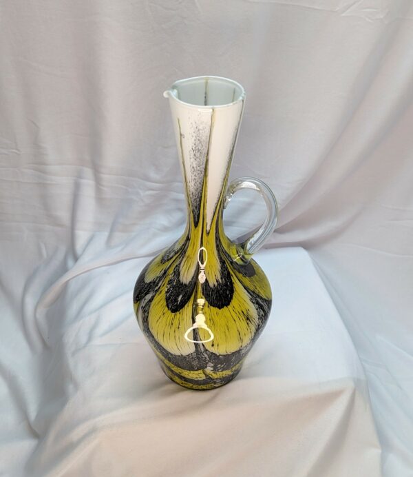 tri coloured art glass jug