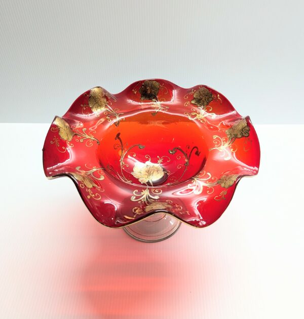 victorian red glass comport